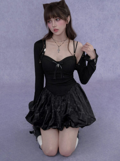 Cross Shaped Flower Bud Strap Dress【s0000017278】