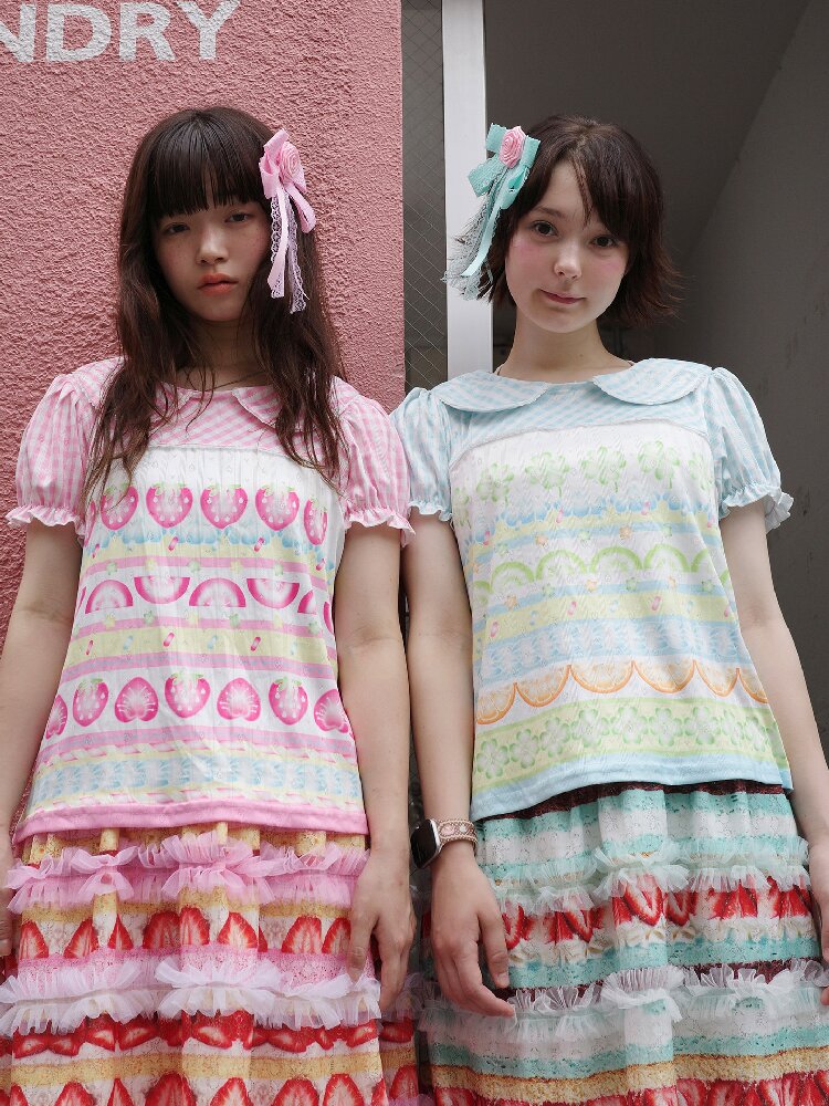 Strawberry Lime Print Loose T-Shirt【s0000017765】