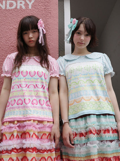 Strawberry Lime Print Loose T-Shirt【s0000017765】