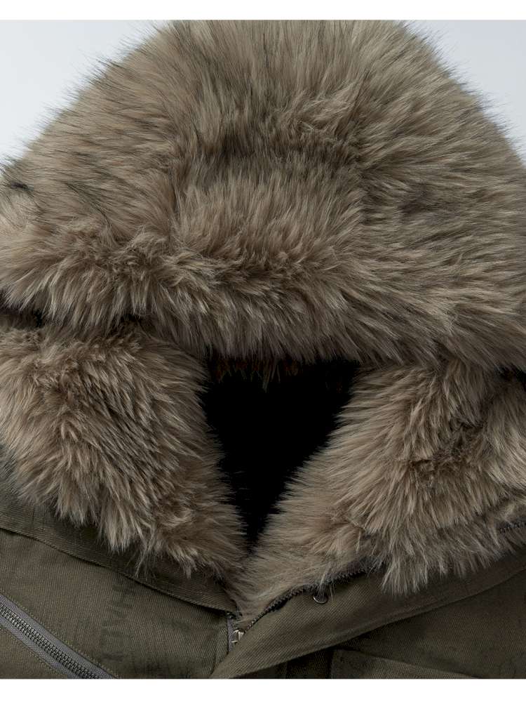 Mid-Length Fleece-Lined Cotton Jacket【s0000014475】