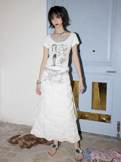 Mesh splicing pumped pleated bustle skirt【s0000012287】