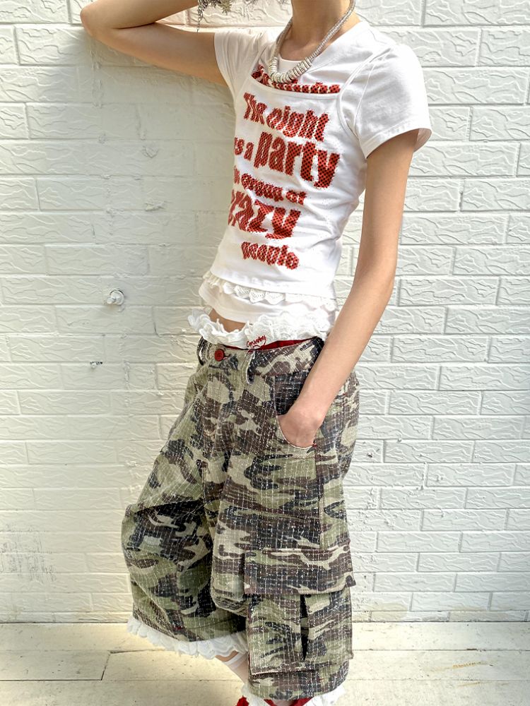 Detachable Lace Camouflage Shorts【s0000012955】