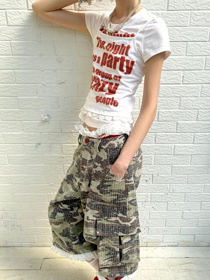 Detachable Lace Camouflage Shorts【s0000012955】