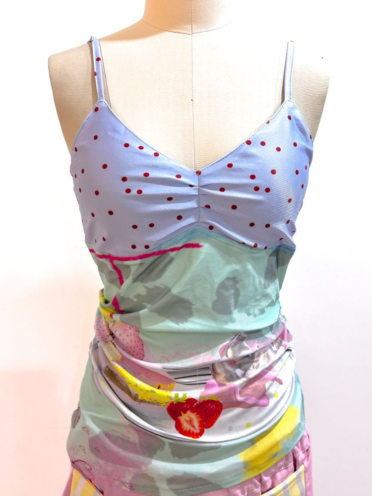 Pleated Polka Dot Irregular Suspenders【s0000012479】