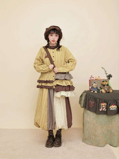 Vintage Plaid Floral Wool Cake Bag【s0000014847】