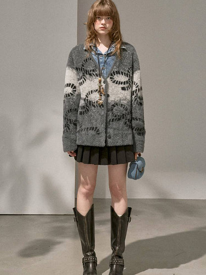 Oversized V-Neck Knit Cardigan【s0000014404】