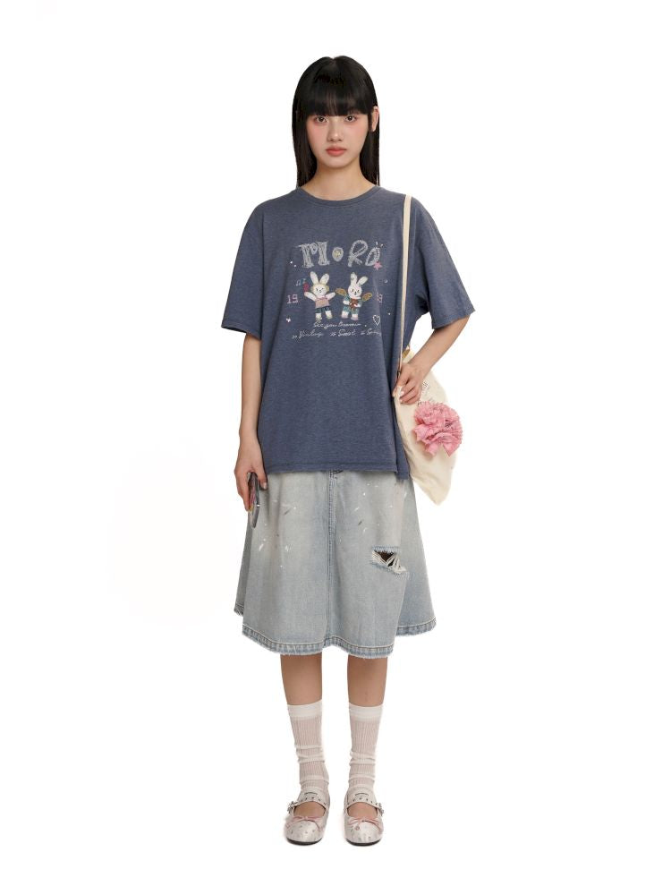 Soft collar worn Loose short-sleeved T-shirt【s0000012544】