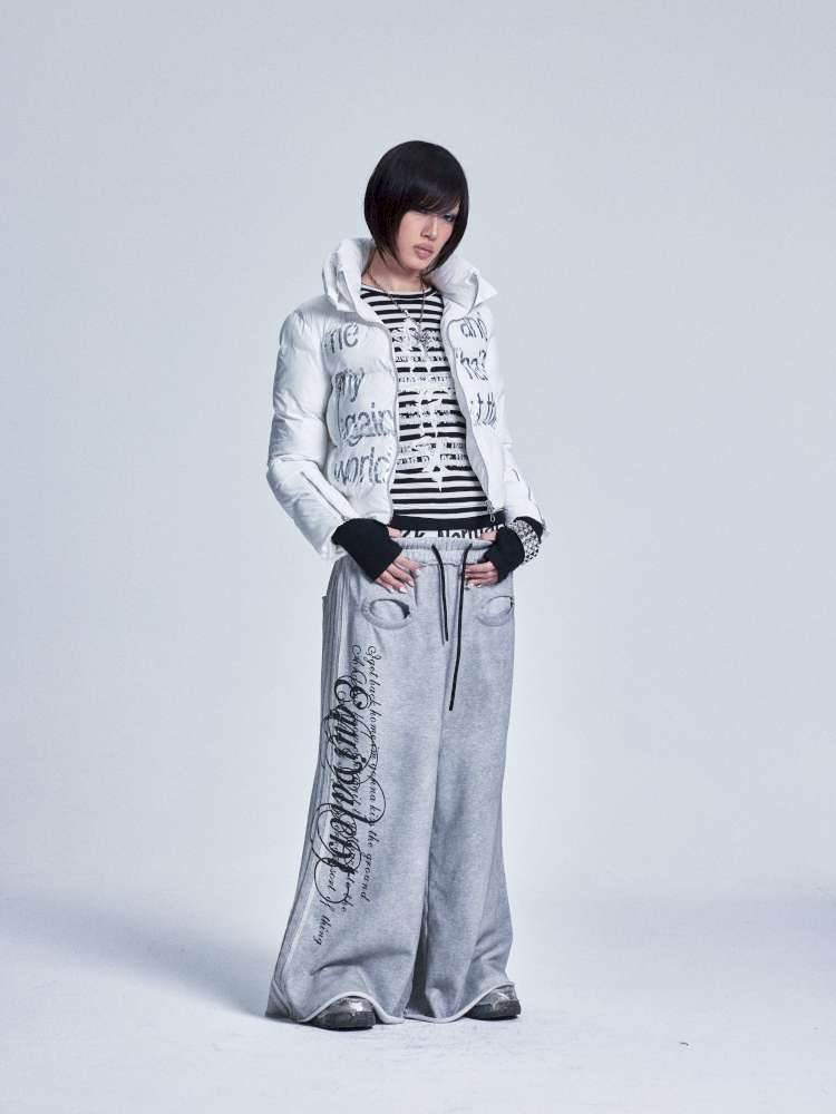 Two Tone Monogram Zip Padded Coat【s0000015012】