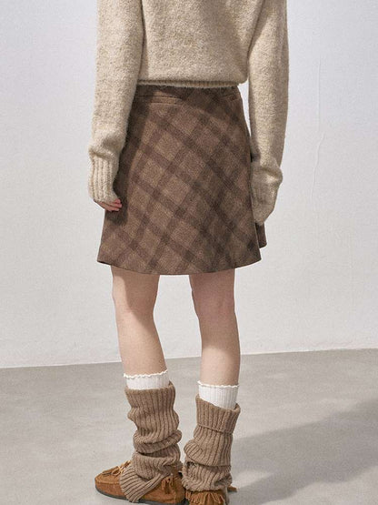 Woolen Plaid A-Line Short Skirt【s0000015220】