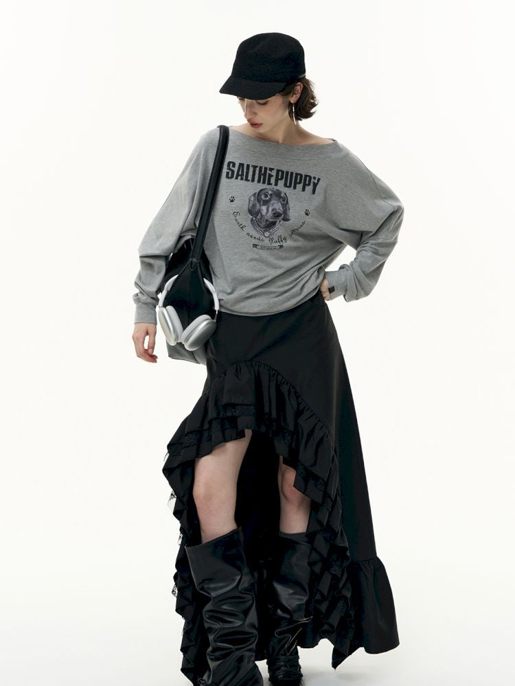 Irregular ruffled half-body skirt【s0000013746】