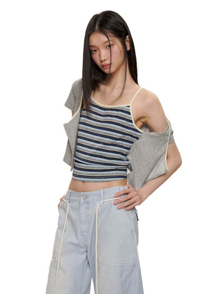 Short-sleeved cardigan slimming top【s0000012549】