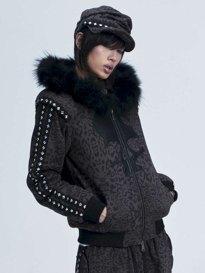 Leopard Print Plush Hooded Slacks Set【s0000014663】