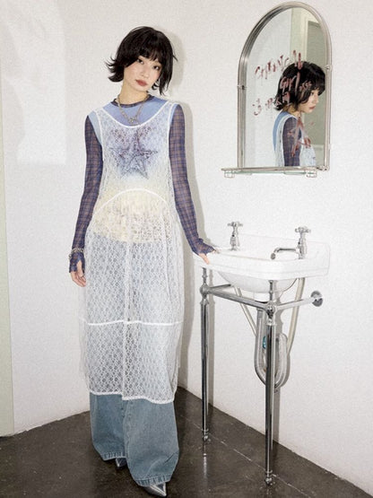 Starfish Printed Lace Hollow Out Dress【s0000012297】