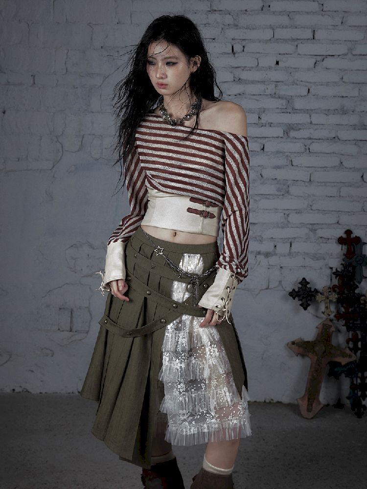 One Neck Tie Long Sleeve Short Top【s0000011832】