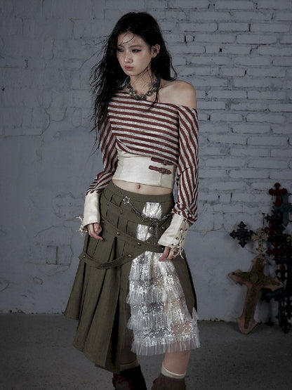 One Neck Tie Long Sleeve Short Top【s0000011832】