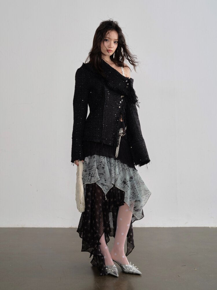 Leopard Print Splicing Chiffon Skirt【s0000015697】