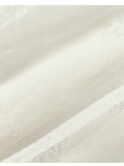 Ruffled Flocked Lace Stand Shirt【s0000016208】