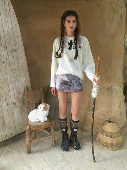 Cat Rabbit Print Padded Skirt【s0000015080】