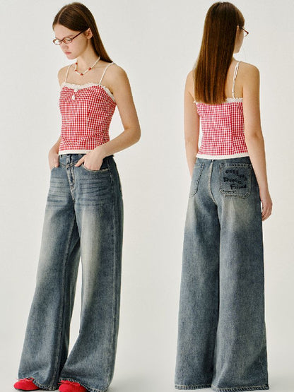 Old silhouette retro high-waisted jeans 【s0000011974】