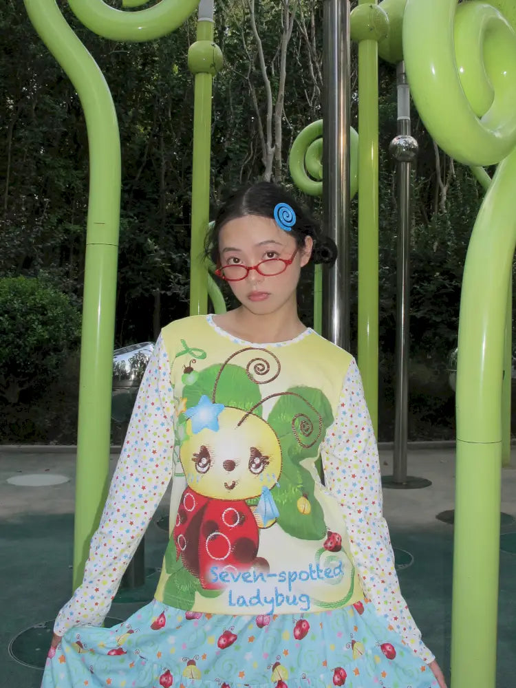 Beetle Print Cute Casual Oversized T-Shirt【s0000014192】