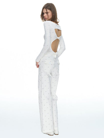 Bow Full Print Straight Pant【s0000015879】