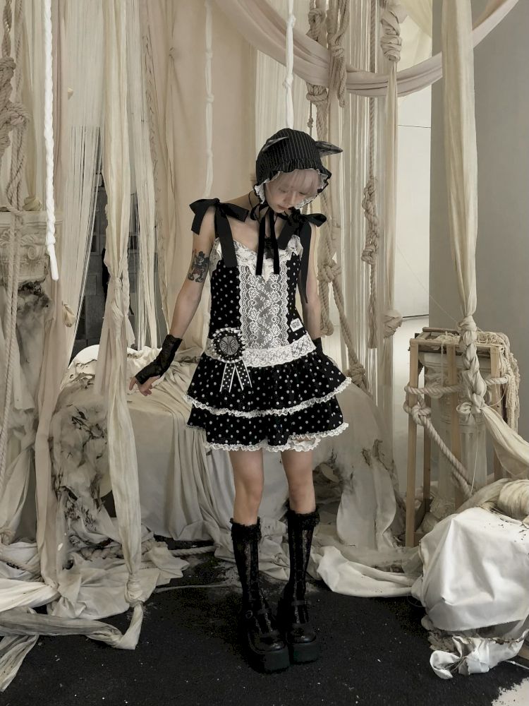 Lace Low Waist Halter Doll Dress【s0000013524】