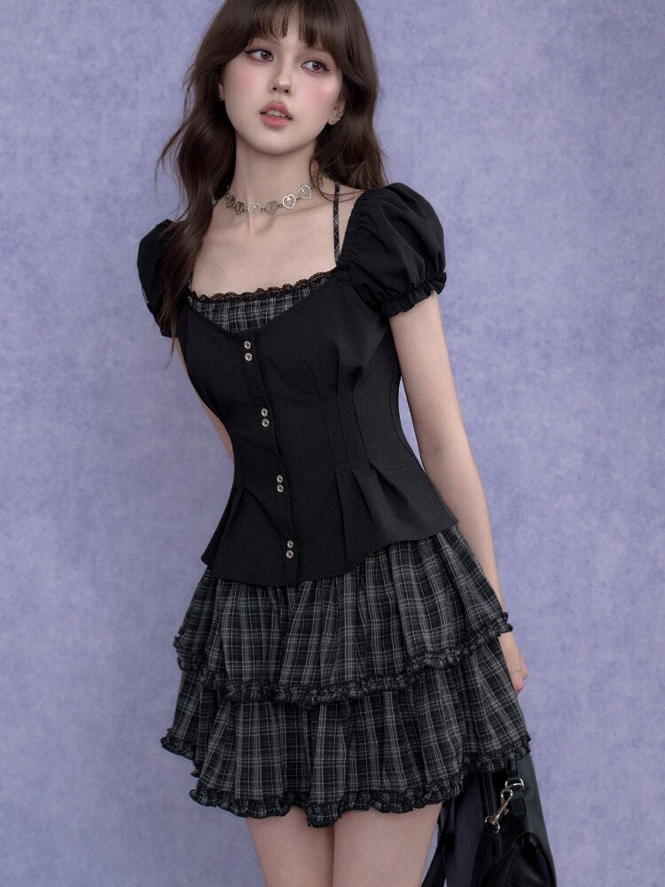 Halter Neck Faux Two Piece Dress【s0000017684】