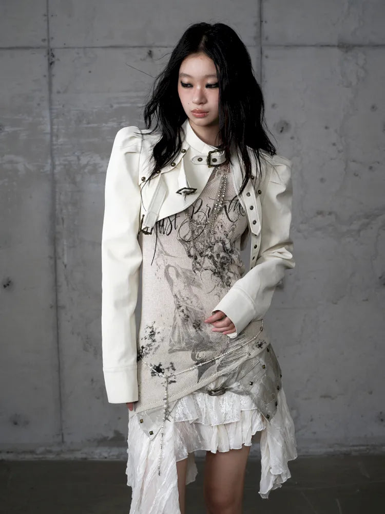 Stand Collar Ultra-Short Leather Jacket【s0000013950】