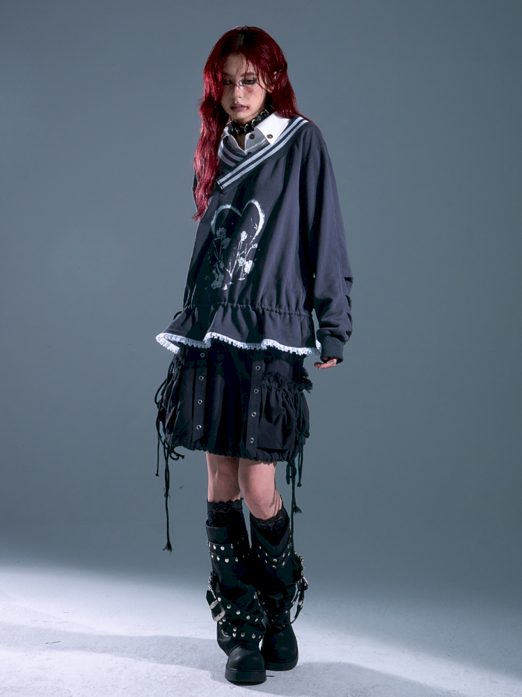 Drawstring Oversized Hoodie Top【s0000013912】