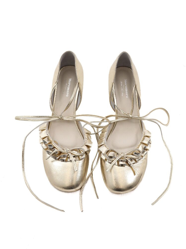 Ruffled Bow Lace Up High Heels【s0000016133】