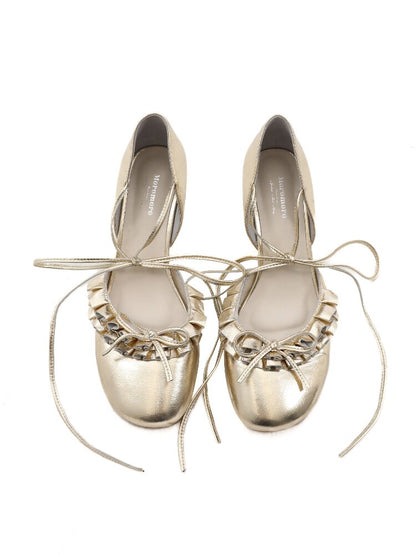 Ruffled Bow Lace Up High Heels【s0000016133】