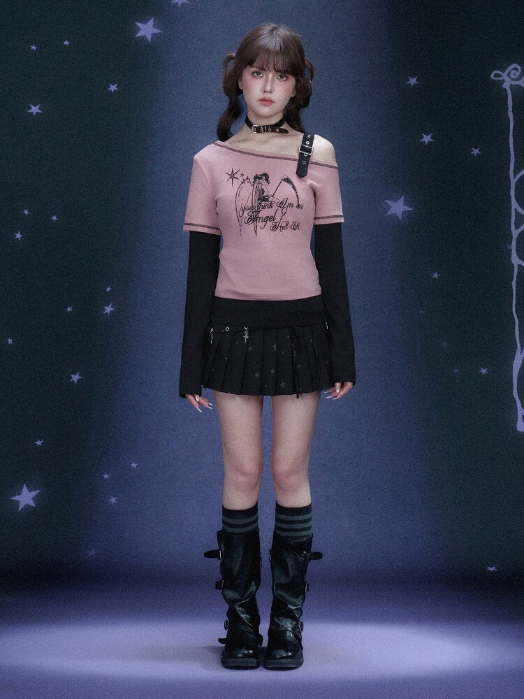 Fake Two Angel Printed T-shirt【s0000015767】