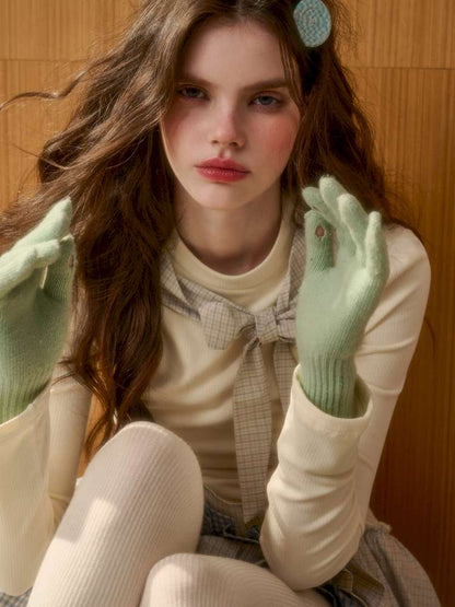 Organic Cotton Lake Blue Spliced Pleated Skirt【s0000014889】