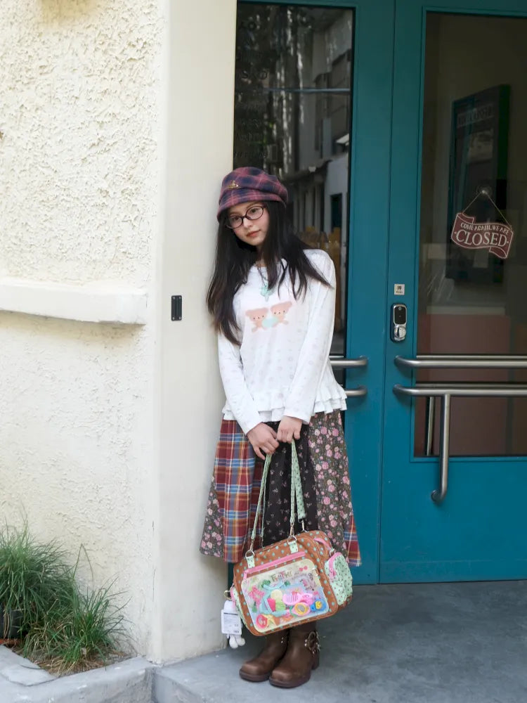 Bear Heart Lace Long-Sleeve T-Shirt【s0000014170】