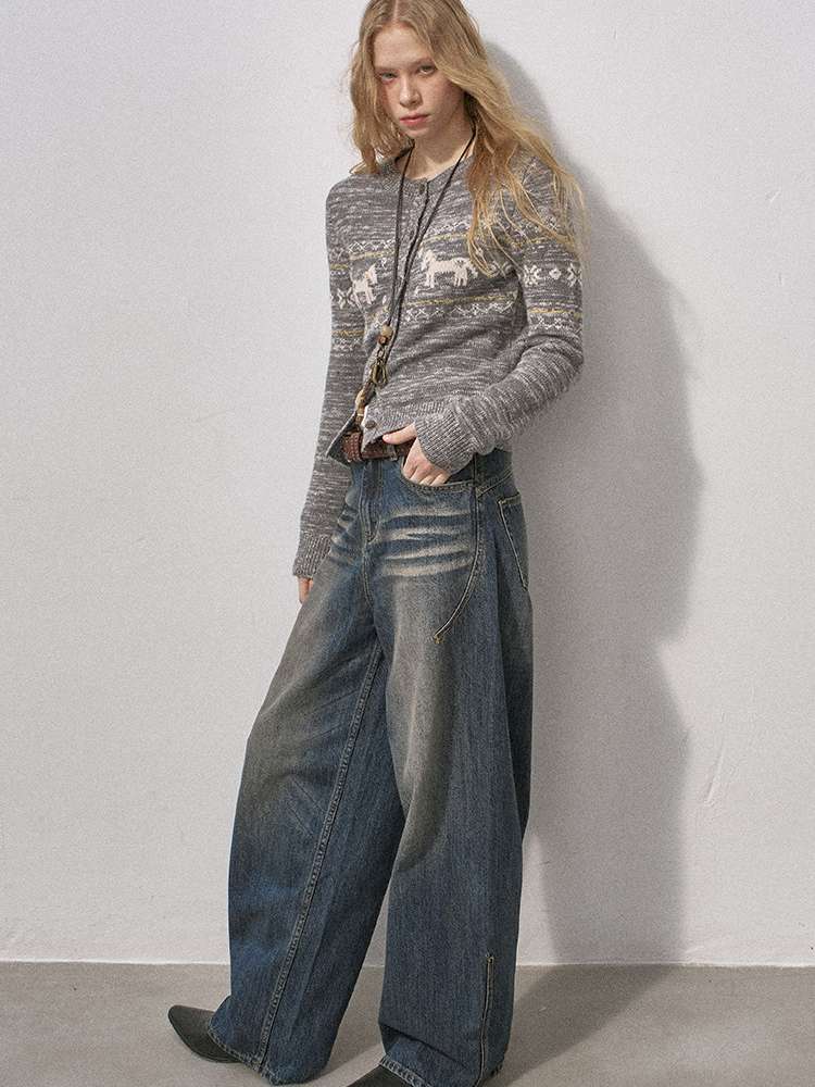 Cat Whisker Wide Leg Vintage Jeans【s0000015216】