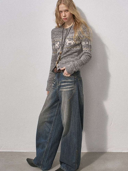Cat Whisker Wide Leg Vintage Jeans【s0000015216】