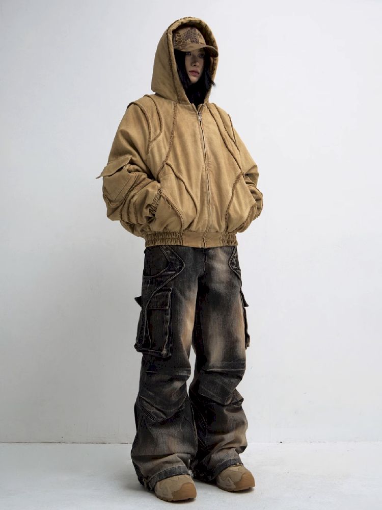 Button Folded Wide Leg Jeans【s0000011351】