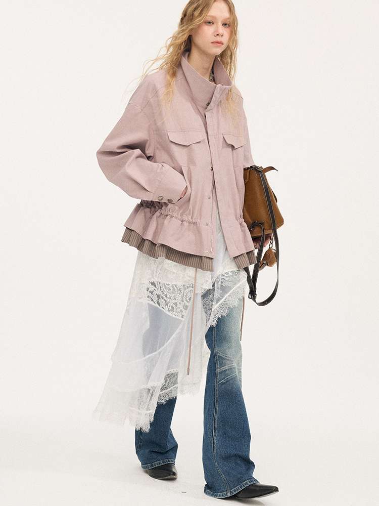 Stand-up Collar Drawstring Hem【s0000015415】