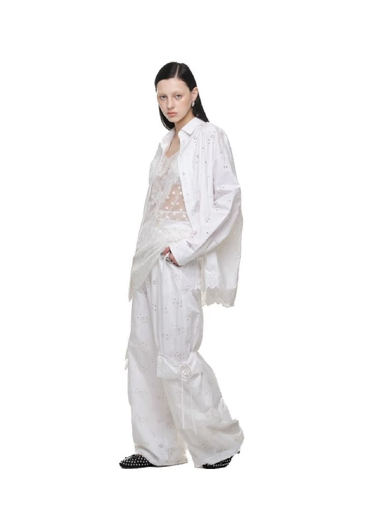 Hollow Jacquard Fabric Silhouette Shirt【s0000011619】