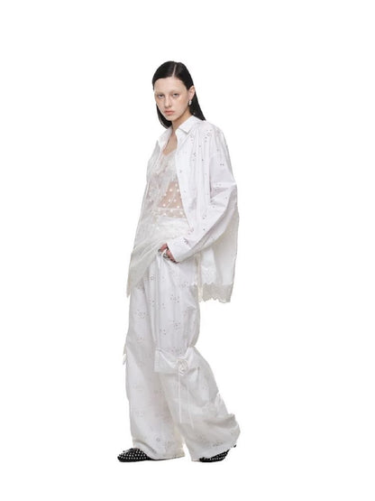 Hollow Jacquard Fabric Silhouette Shirt【s0000011619】