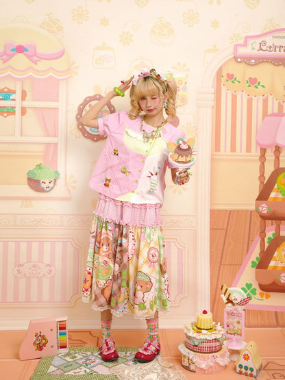 Embroidery Sweet Asymmetrical Peplum Shirt【s0000013352】