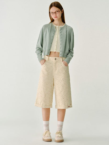 Cotton wide-legged five-minute pants【s0000011983】
