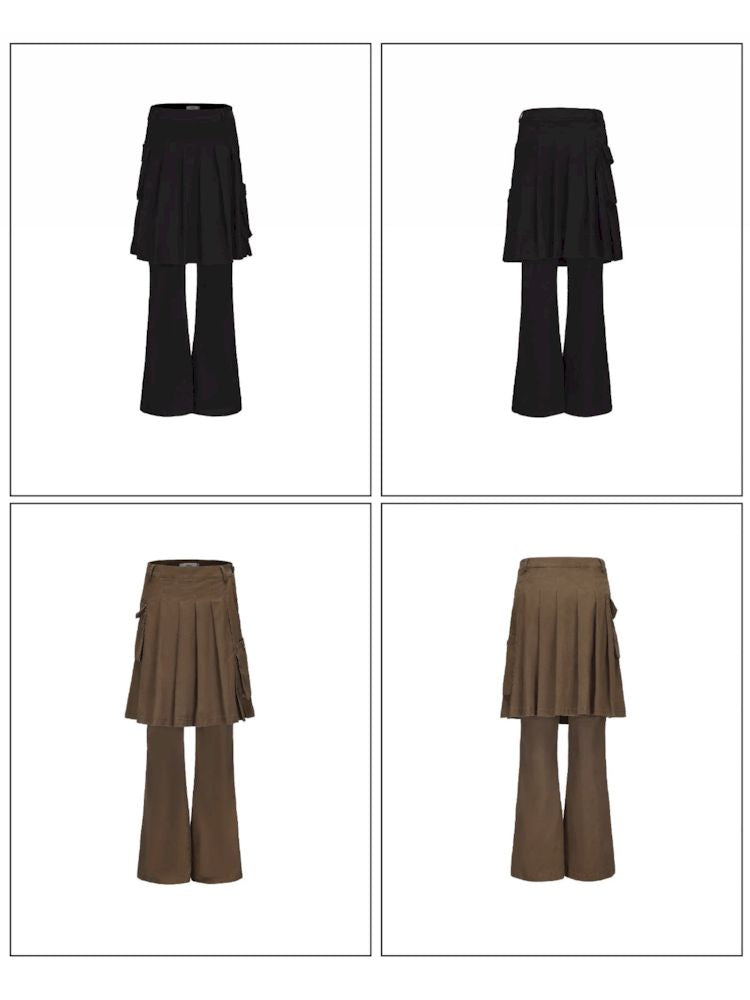 Fake Two Piece Slim Casual Pleated Skirt【s0000009961】