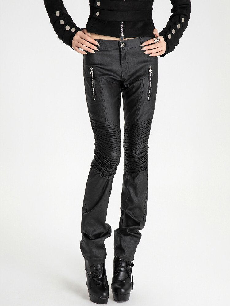 Wax Coating Multi-Zip Skinny Pants【s0000019097】