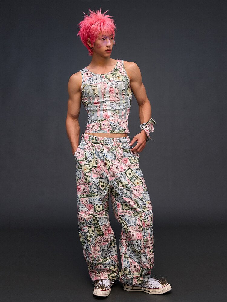 Money Print Multi Pocket Wide Pants【s0000017033】