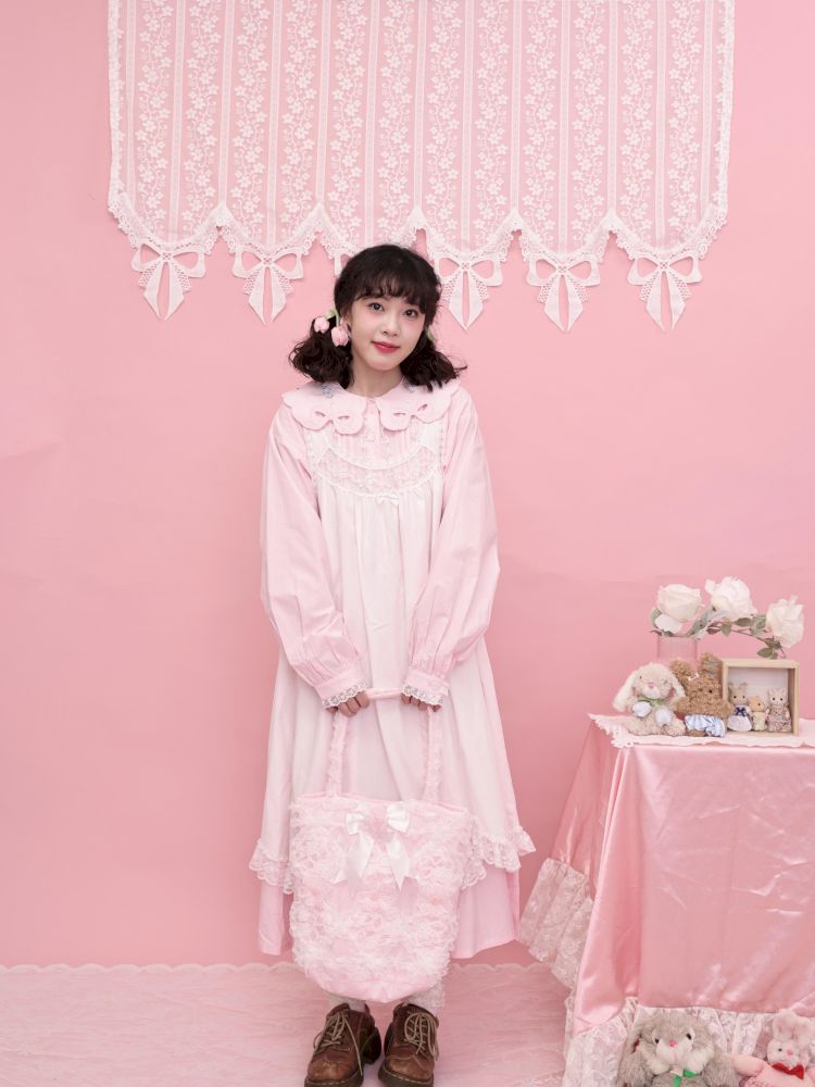 Round Neck Embroidered Pink Lace Dress【s0000013494】