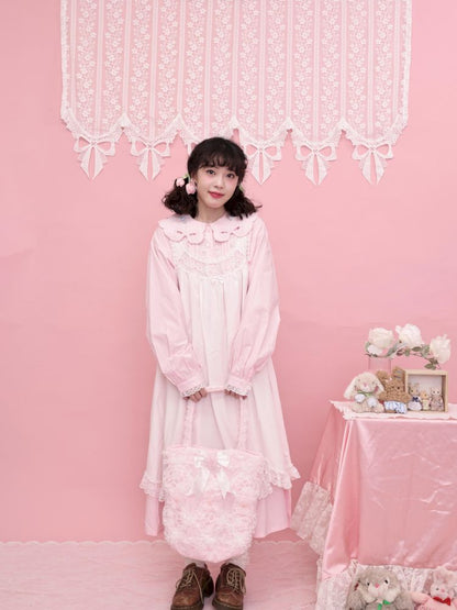 Round Neck Embroidered Pink Lace Dress【s0000013494】