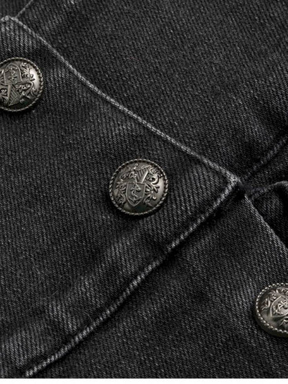 Vintage-Washed Slightly Stretch Denim Shorts【s0000014427】