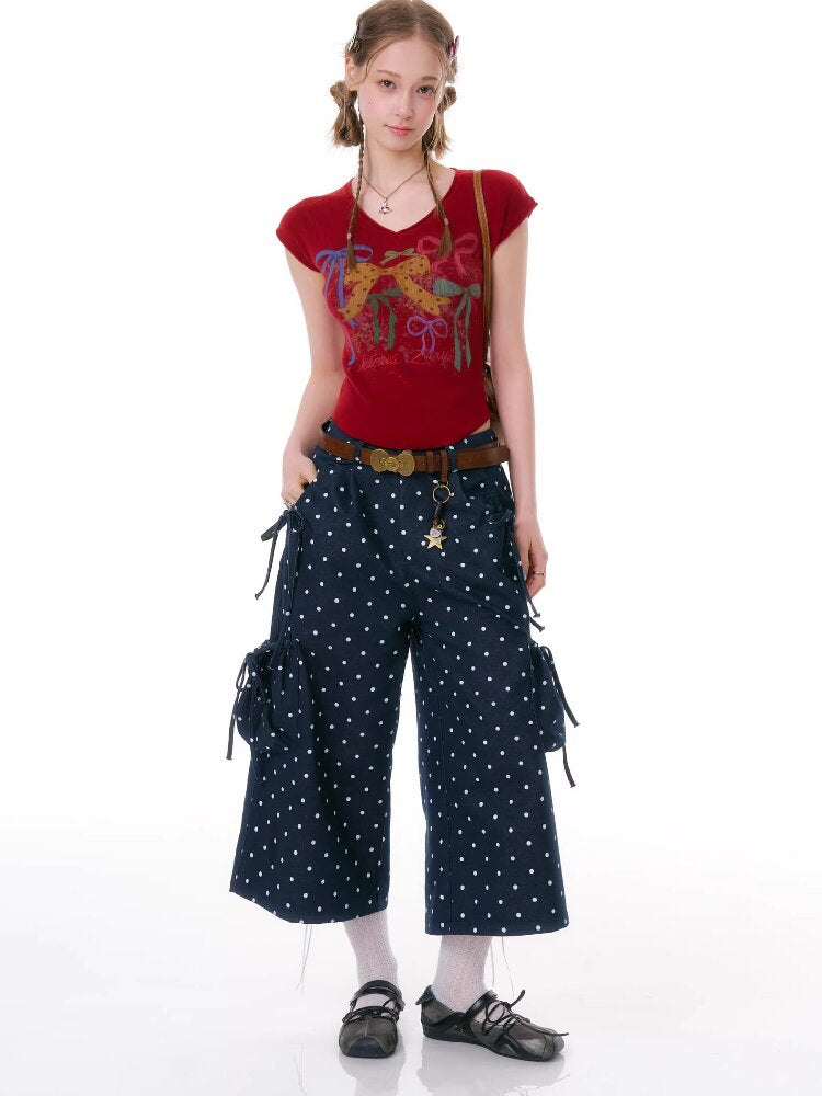 Dark Blue Polka Dot Casual Pants【s0000016603】