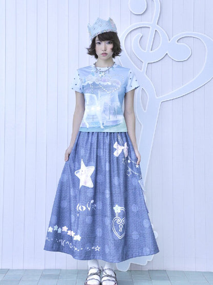 Rhinestone Unicorn Stitching Tee【s0000017132】